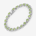 9.24 Ct Heart Green Peridot & Diamond Prong Silver Tennis Bracelet by Fine Color Jewels