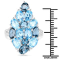 6.69 Carat Genuine Swiss Blue Topaz, London Blue Topaz and White Zircon .925 Sterling Silver Ring by Bids.com