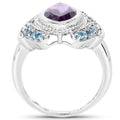 3.06 Carat Genuine Amethyst and London Blue Topaz .925 Sterling Silver Ring by Bids.com