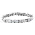 14K White Gold 5.0 Cttw Princess-Cut Diamond Rectangular Alternating Station 7" Tennis Bracelet (G-H Color, SI1-SI2 Clarity) by Bids.com