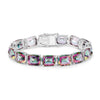 Cushion Rainbow Quartz Prong Silver Tennis Bracelet