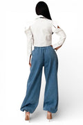 Poplin Crop Shirt Top With Black Tie by The House of Stylez