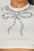 Rhinestone Bow Trim Crop Top by The House of Stylez