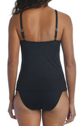 La Blanca Island Goddess High-Neck Cutout Tankini Top, Size 4 by Vanessa Jane