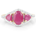 14K Yellow Gold Plated 2.49 Carat Genuine Glass Filled Ruby and White Topaz .925 Sterling Silver Ring by Bids.com