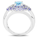 2.78 Carat Genuine Blue Topaz and Tanzanite .925 Sterling Silver Ring by Bids.com
