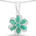 7.84 Carat Genuine Emerald and White Topaz .925 Sterling Silver 3 Piece Jewelry Set (Ring, Earrings, and Pendant w/ Chain) by Bids.com