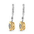 18K Yellow Gold Plated .925 Sterling Silver 1/8 Cttw Diamond Heart Medallion Drop and Dangle Earring (I-J Color, SI1-SI2 Clarity) by Bids.com