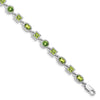 Genuine Green Peridot Sterling Silver Link Bracelets