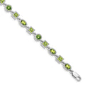 Genuine Green Peridot Sterling Silver Link Bracelets by Fine Color Jewels