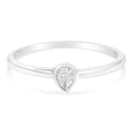 .925 Sterling Silver 1/20 Carat Diamond Teardrop Pear-Shaped Miracle Set Petite Fashion Promise Ring (J-K Color, I1-I2 Clarity) - Size 6 by Bids.com