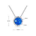 Blue Opal Round Halo Necklace by Fine Color Jewels