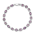 Natural Amethyst Silver Link Bracelet by Fine Color Jewels