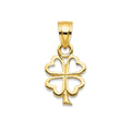 Four Leaf Clover Charm 10K Yellow Gold Pendant by Fine Color Jewels