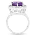 4.27 Carat Genuine Amethyst and White Topaz .925 Sterling Silver Ring by Bids.com