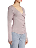 Free People Womens Like a Boss Surplice Top – Silver Berry – Size Small by Vanessa Jane
