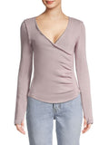 Free People Womens Like a Boss Surplice Top – Silver Berry – Size Small by Vanessa Jane
