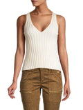 Joie Womens Ivory Knit Ribbed Sleeveless V Neck Tank Sweater, Large by Vanessa Jane