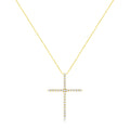 10K Yellow Gold Plated .925 Sterling Silver 3.0 Cttw Prong-Set Round Brilliant Cut Diamond Cross 18" Pendant Necklace (J-K Color, I1-I2 Clarity) by Bids.com