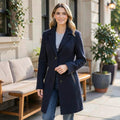 Calvin Klein Womens Boucle 3 Wool Coat with Button Closure, Indigo, Medium by Vanessa Jane