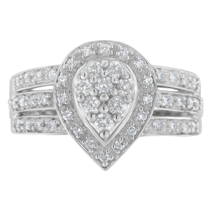 10K White Gold Round Cut Diamond Teardrop Ring (1/2 Cttw, H-I Color, SI2-I1 Clarity) - Size 6-1/2 by Bids.com