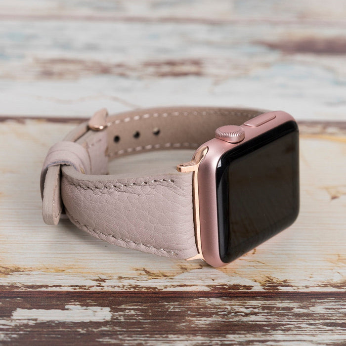 Beige Leather Apple Watch Band Series 11/10/9/8/7/6/5/4/ SE / Ultra 1/2/3 by Arleathercraft