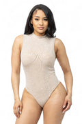 Washed Seamless Solid Mock Neck Basic Bodysuit by The House of Stylez