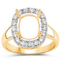 0.51 Carat Genuine White Diamond 14K Yellow Gold Semi Mount Ring - holds 10x8mm Cushion Gemstone by Bids.com