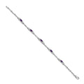 14k White Gold Unisex Oval Amethyst Heart 7 inch Bracelet by Fine Color Jewels