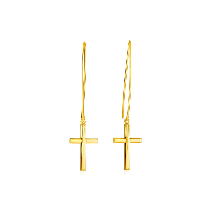 14k Yellow Gold Dangle Cross Earrings by Bids.com