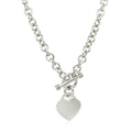 Sterling Silver Rhodium Plated Rolo Chain Necklace with a Heart Toggle Charm by Bids.com
