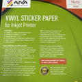 Printable Vinyl Sticker Paper for Inkjet, Matte White, 100 Self-Adhesive Sheets by Price Is Right Miami