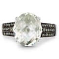 4.41 Carat Genuine Green Amethyst and Green Diamond .925 Sterling Silver Ring by Bids.com