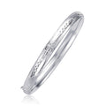 Classic Floral Carved Bangle in 14k White Gold (5.0mm) by Bids.com