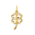 Good Luck Four Leaf Clover Charm 14K Yellow Gold Pendant by Fine Color Jewels