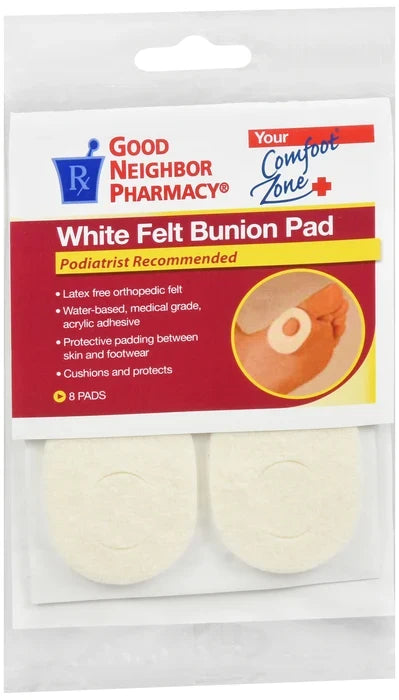 Good Neighbor Pharmacy White Felt Bunion Pads 3 Packs of 8 by Pasteur Pharmacy