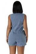 Denim Button Up Romper by The House of Stylez