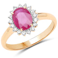 1.48 Carat Genuine Ruby and White Diamond 14K Yellow Gold Ring by Bids.com