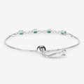 Oval Green Emerald Prong Silver Infinity Bolo Adjustable Bracelet by Fine Color Jewels