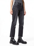 Frayed Denim High Rise Straight Leg Jeans, Size 28 by Vanessa Jane