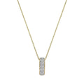 10k Yellow Gold Pave Bar Diamond Pendant Necklace by Fine Color Jewels