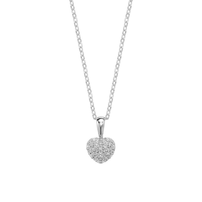 10k Gold Pave Diamond Heart Necklace by Fine Color Jewels