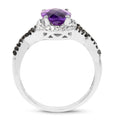 1.64 Carat Genuine Amethyst, Black Diamond & White Diamond .925 Sterling Silver Ring by Bids.com