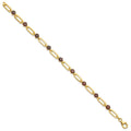 Sterling Silver and Genuine Red Garnet Paper Clip Bracelet by Fine Color Jewels