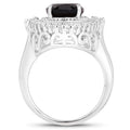 8.12 Carat Genuine Smoky Quartz and White Topaz .925 Sterling Silver Ring by Bids.com