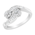 14K White Gold Round and Baguette Diamond Bypass Ring (1/2 cttw, H-I Color, I1-I2 Clarity) - Ring Size 6 by Bids.com