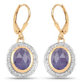 14K Yellow Gold Plated 7.42 Carat Genuine Tanzanite and White Topaz .925 Sterling Silver Earrings by Bids.com