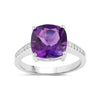 3.10 Ct Cushion Purple Amethyst and Lab Diamond Prong Silver Pave Bridge Ring