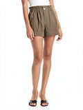 Aqua Paperbag Waist Shorts, Size XL by Vanessa Jane