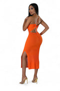 Orange Knit Halter Midi Dress by The House of Stylez